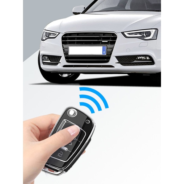 Blød TPU Bil Flip Nøgle Etui Cover Skal Fob til A1 A3 A6 A6L Q2 Q3 Q7 TTS R8 S6 RS3 Beskytter Nøglering Auto Tilbehør Overseas White