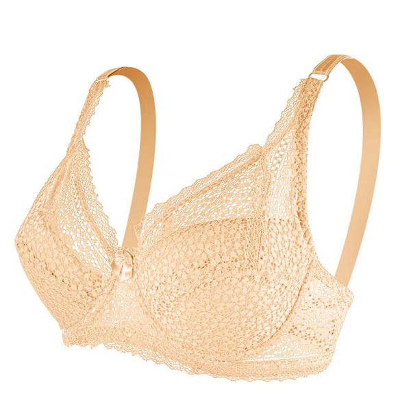 Queenral Säädettävät alusvaatteet, ohut malli, isorintaisille, kokoava, naisten iso koko, pitsinen kaarituellinen rintaliivi Beige 36/80D