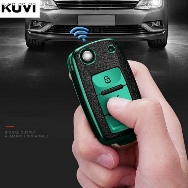 Kampanj Läder TPU Bilnyckelfodral Fob För Polo Tiguan Passat Golf MK Jetta Skoda Kodiaq Superb Octavia Seat C Style red