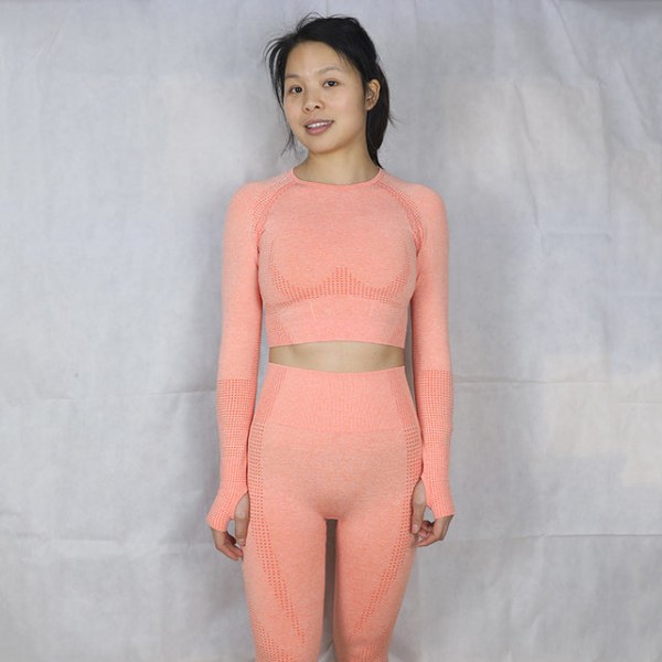 Set Gym Kläder Fitness Leggings+Cropped skjortor Sport Suit Dam pink S