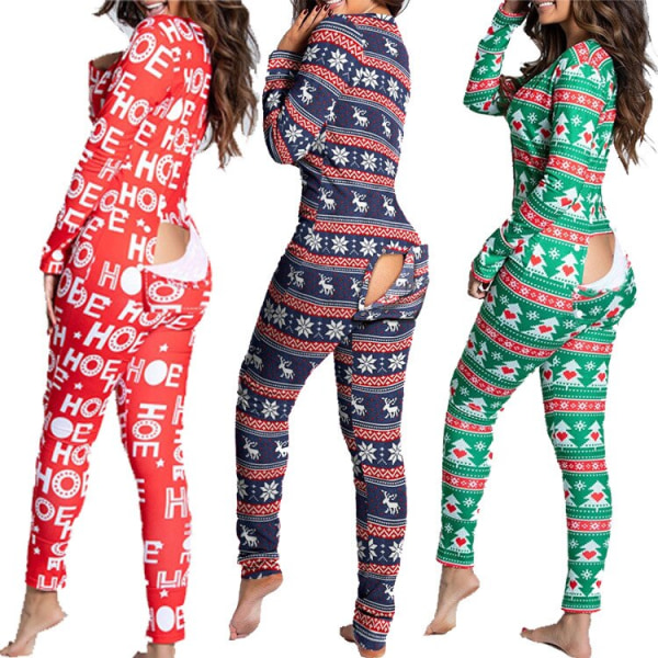 Julpyjamas Matchande familjepyjamas Modepyjamas för kvinnor Knäppt klaff Vuxna Loungewear Nyhet Design Loungewear Hemkläder style 7 XL