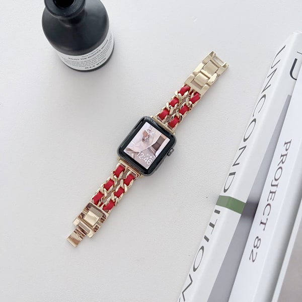 Klockarmband för Apple Watch iWatch 38/40/41mm guld + röd