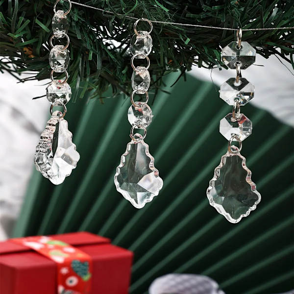 10 st Akryl Kristall Droppar Pärlor Julgransprydnader Träddekoration Girlang Ljuskrona Hängande Kristaller för Bröllopsfest HM22091901L-10pcs
