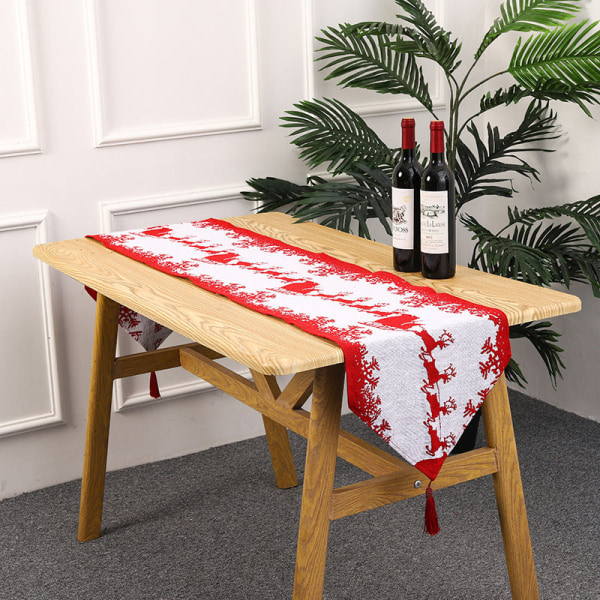 Joulukoristeet Neulottu Kangas Pöytäliina Ruokapöytä Joulupukki Koristelu Kodin Sisustus New table runner deer carriage