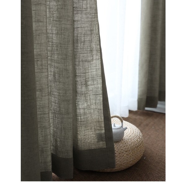 Modern linnegardin för vardagsrum sovrum ren färg bomull linne gardiner tyll tyger anpassad gasväv halvskuggande ramie garn 01 Pure color linen 1pcs W150xH240cm