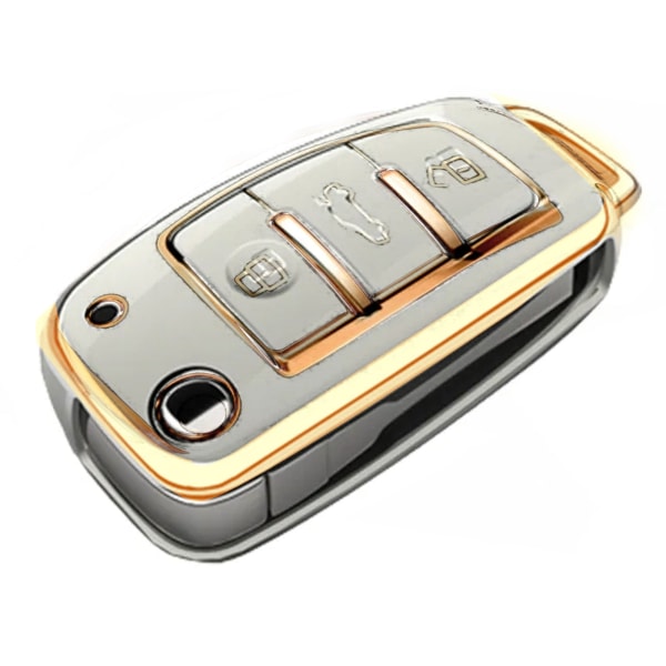Blød TPU Bil Flip Nøgle Etui Cover Skal Fob til A1 A3 A6 A6L Q2 Q3 Q7 TTS R8 S6 RS3 Beskytter Nøglering Auto Tilbehør Overseas Phnom Penh white