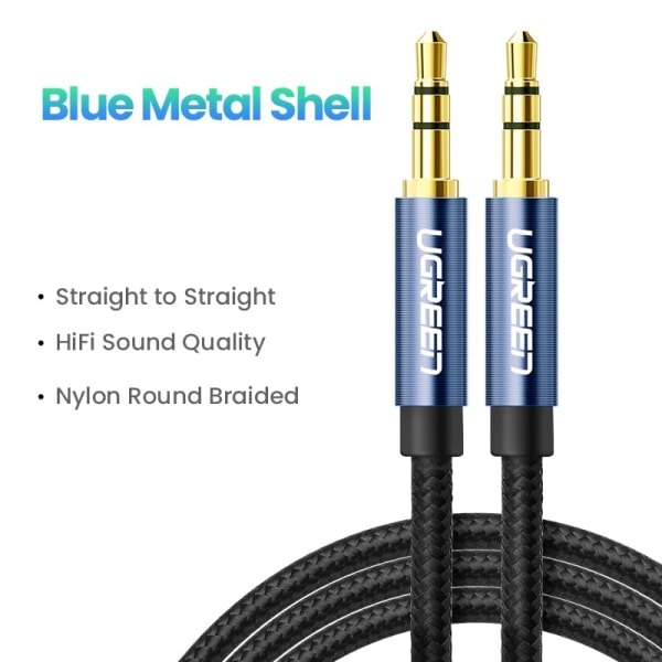 UGREEN Aux-kabel Høyttalerkabel 3,5 mm kabel for bil Hodetelefon Audio 3,5 mm Jack Høyttaler for Samsung Xiaomi Kabel Aux 3,5 mm Grey Metal Shell 5m