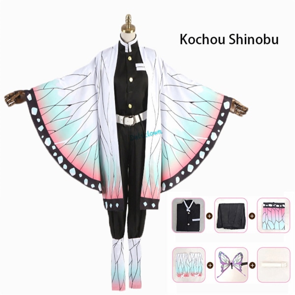 Anime Demon Slayer: Kimetsu No Yaiba Zenitsu Giyu Tanjirou Kamado Nezuko Cosplay Kimono Uniform Cosplay-dräkt för barn och vuxna Kochou Shinobu Adult M