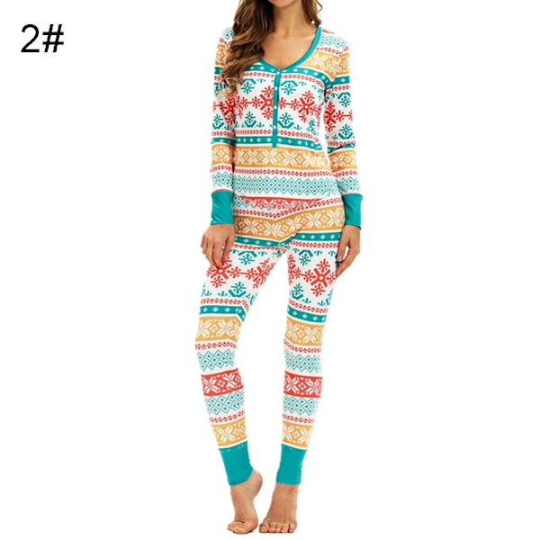 Julepyjamas Matchende Familie Pyjamas Kvinder Pyjamassæt Top Bukser Sæt Fuld Længde Almindelig Bløde Printede Sæt Nattøj Blue XL