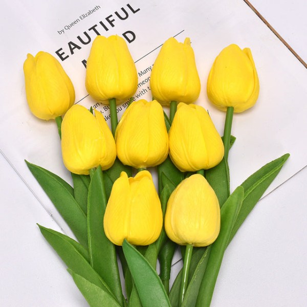 10 stk. Tulipaner Kunstig Blomsterbukett Real Touch Kunstige Fake Blomster for Hjem Bryllupsdekorasjon Innendørs Hagedekor Sky blue
