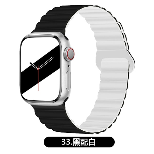 Klockarmband för Apple Watch iWatch för 1-9 generationerna 38/40/41mm 33 svart med vit