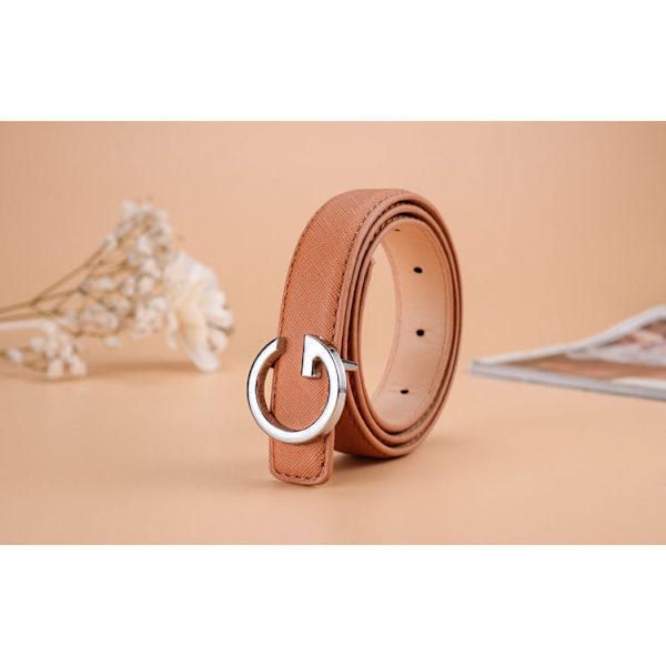 Bälte Mode All-Match Barn och Tonåringar Bälte Unisex Byxbälte Silver Buckle camel 2 80CM