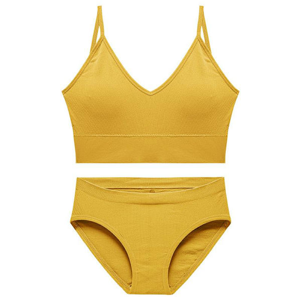 CINOON Underklädesset i Bomull Låg Midja Trosor Rygglös Bralette Underkläder Kvinnor Sömlös BH Trosset Like the picture S(M)