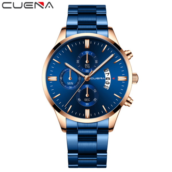 Steel Watch Autentiskt mode Casual Steel Watch Modetrend Koreansk watch Rose gold Blue face Blue Ribbon