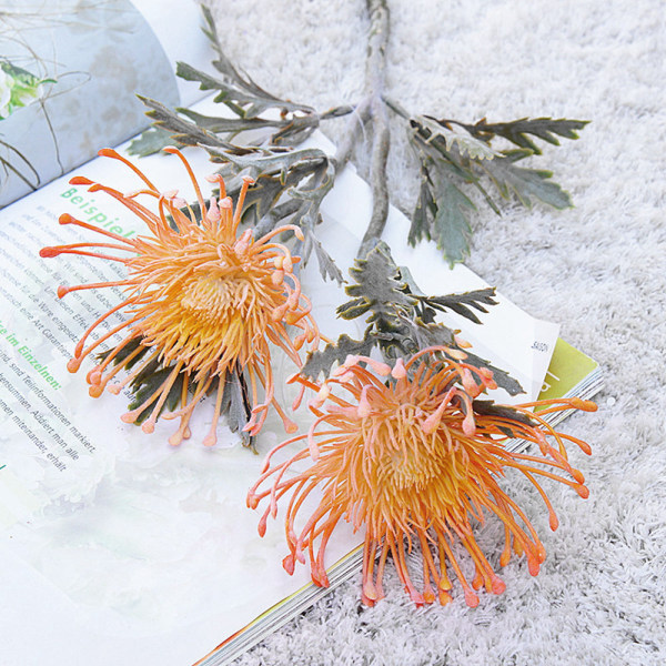Kunstige Blomster Kort Gren Krabbeklo 2 Gaffel Nålepude Juleguirlande Vase til Hjem Bryllupsdekoration Falsk Plantning White