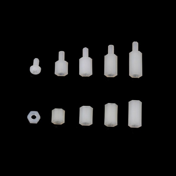 20/180 st M3 Hona Hane Hexagon pelare Nylon Standoff Spacer Kolumn För PCB Moderkort Plast Avstånd Phillips Skruvar 180pcs White