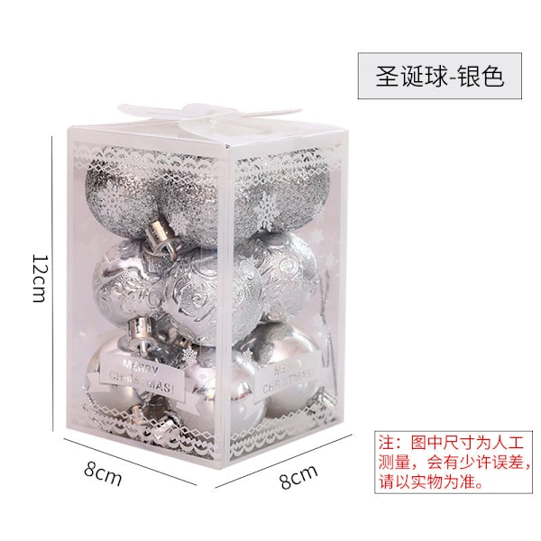 Julekule 12 stk. 9 Valgfrie Farger Juledekorasjon Juletre Hengende Dekor Rekvisitter Silver 4cm