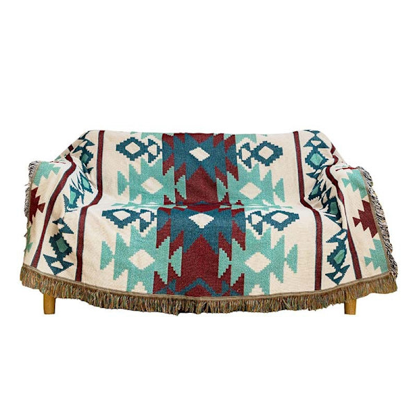 BESTPRO Pläd Stickad Filt med Tofsar Bohemiska Sofffiltar Överkast Sofföverdrag Sängfilt Heminredning 1 90x210cm