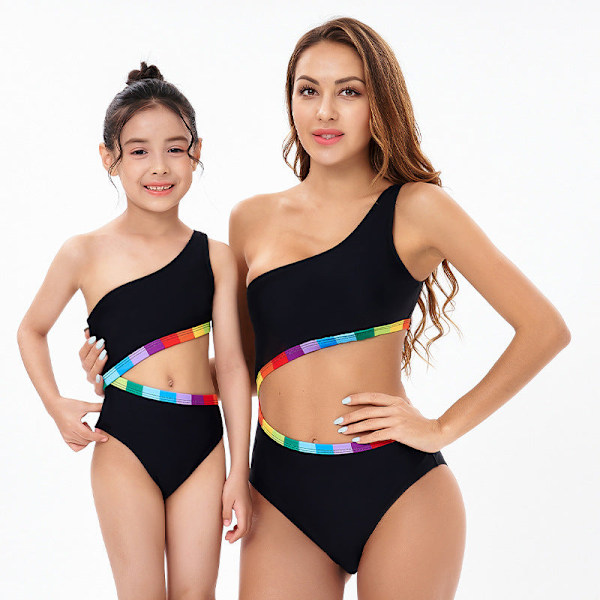 Bikini Nyt Sexet Badetøj Dame Ét-delt Forældre-Barn Badetøj Bikini på Lager Black Children 152