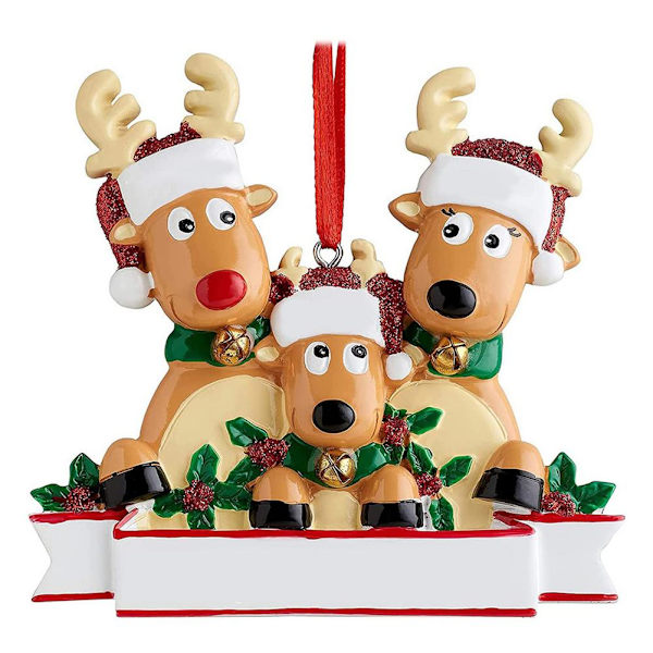 Personlig Familj Julgran Julgranskula Dekoration Ornament Älg Hjort Familj Julhelg Dekorationer 3 heads