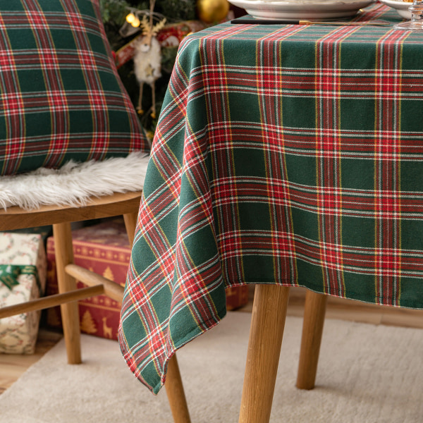 Pöytäliina Joulu Juhlava Kangas Pöytäliina Lankavärjätty Vihreä Ruudullinen Suorakulmainen Pöytämatto Pöytäliina Red and green plaids 140*200cm