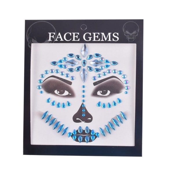 Halloween-ansiktsdekaler Spökskaleansikte med diamantdekoration 3D-klistermärke med sexigt ansikte Bal Holiday Party Ansiktsdekoration 30