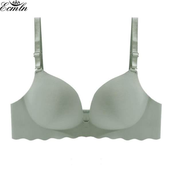 Seamless BH med vågigt mönster i ett stycke för dam, plus size, push up-bralette, lätt och andningsbar underkläder Light green 36/80BC