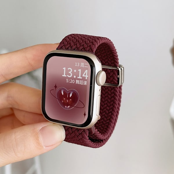 Klockarmband för Apple Watch iWatch för 1/2/3 generationen 42mm klockarmband vinröd flätat rep elastiskt band