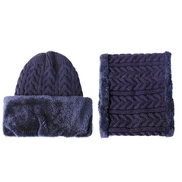 Ny Unisex Vintermössa med Fleecefoder Ull Varm Stickad Mössa Set Tjock Mjuk Stretch Vintermössor För Män Kvinnor Fritid Beanie Mössa Red 55cm-62cm