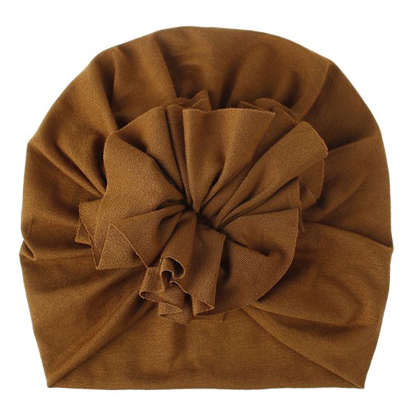 Ny Baby Lue Barnas Plisserte Blomster Babyers Strikkede Bomulls Beanie 18 Farger #17 caramel color