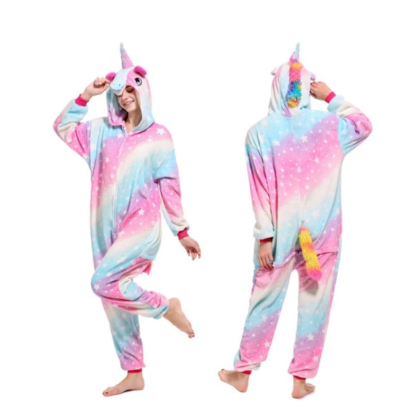 Dame Enhjørning Stitch Onesies Unisex Vinter Jule Pyjamas Natkjole Kostumer Voksne Flanel Nattøj Pyjamas Puple Tenma L