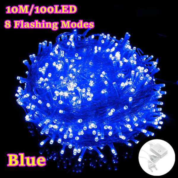 100 LED 10M Ljusslinga LED Strip Vattentät Svansplugg Husdekor Julfest White 10M