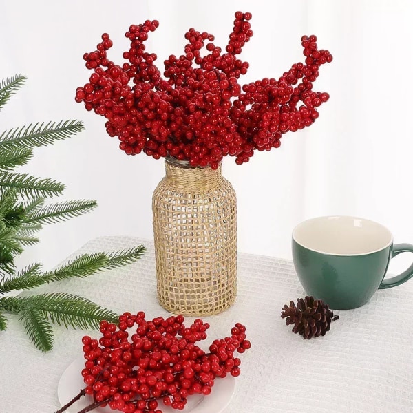 1-10 st Jul Simuleringsbär 14 Bär Konstgjord Blomma Frukt Körsbärsväxter Hem Juldekoration DIY Gåva B-10 PCS