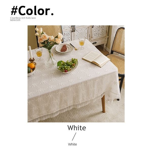 Amerikansk duk Ins Stil Hul Tredimensjonal Brodert Rektangulær Duk Kunstnerisk Salongbord Duk Dekke Håndkle White 140 * 240cm
