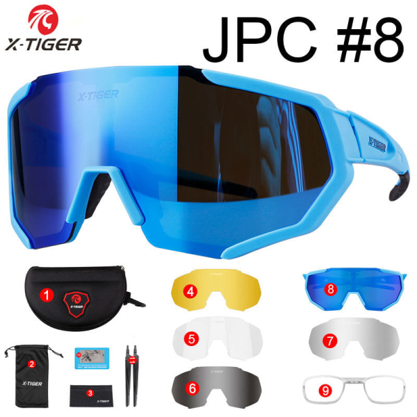 X-Tiger glasögon för ridning 5 linser män och kvinnor utomhus atletiska glasögon Cykel polariserade solglasögon JPC#8 17cm