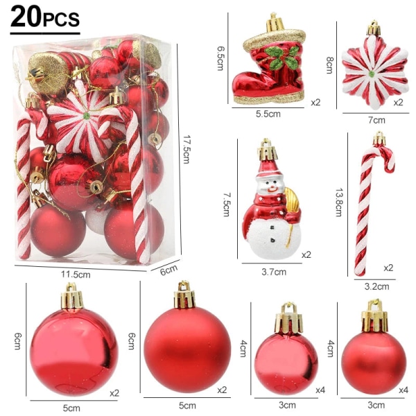 29/20 kpl Joulukuusen Palloja Riippuva Koriste Karkkikeppi Mäntykäpy Koristesetti Joulu Kodin Sisustus 2024 Navidad Uusi Vuosi Rose Gold-20pcs1