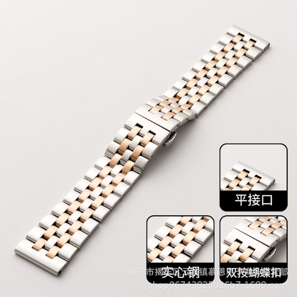 Klokkebånd for Apple Watch iWatch 38/40/41/s10 42mm grensesnitt Sølv Rose Gull-Mido Fem Stålstripe med bryterører