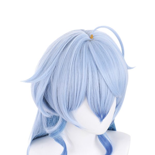 Spel Genshin Impact Ganyu Cosplay Peruk Blå 80cm Värmebeständig Syntetisk Hår Partyperuker Default Title