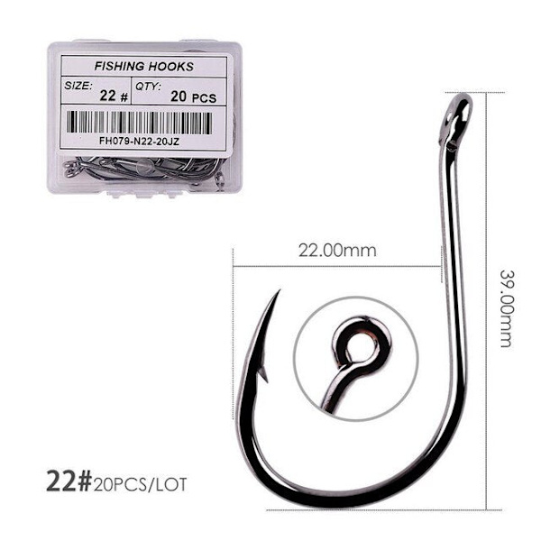 Fishhook 50 st / 20 st / Ask Cirkelkrok Karp Öglad Fiskekrok Storlek 2-22# Ringöga Japan Fiskekrokar Enkel Jigg Fiskekrok Fiskeutrustning Size 22 - 20pc