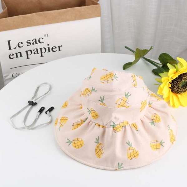 Sød Sommer Baby Pige Spand Hat Print Udendørs Sløjfe Børn Pige Solhat Børn Spædbarn Småbørn Panama Strand Kasket as pictures7 for 2-7 years
