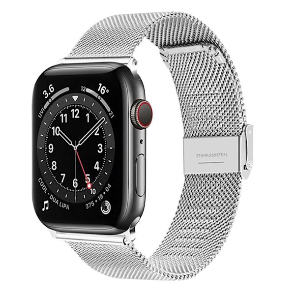 Milanese Loop för Apple Watch Armband 6 SE 5 4 44mm 42mm Rostfritt Stål Armband Metall Armband för iWatch Serie 1 2 3 38mm 40m Silver1 40mm