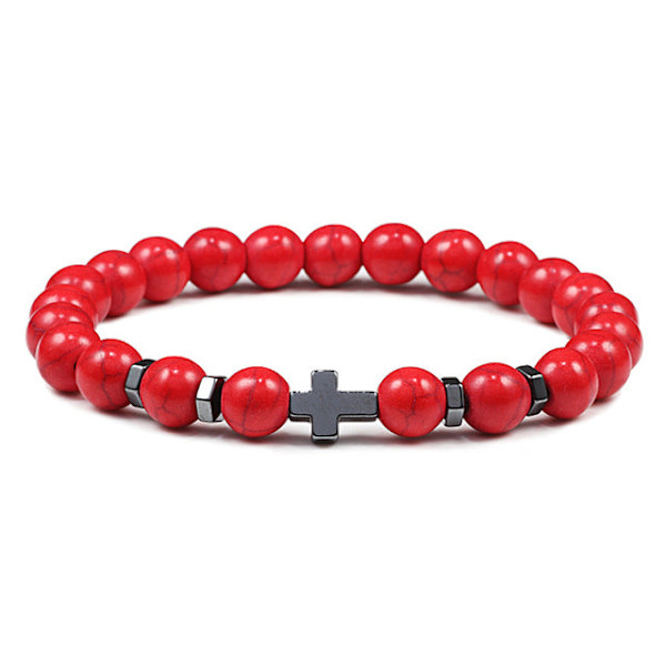 Rukous Miehet Luonnonkivi Puuhelmet Ruusukko Hematiitti Risti Rannekorut Onyx Meditaatio Rannekoru Naiset Jooga Korut Homme Pulsera black Pattern 19cm