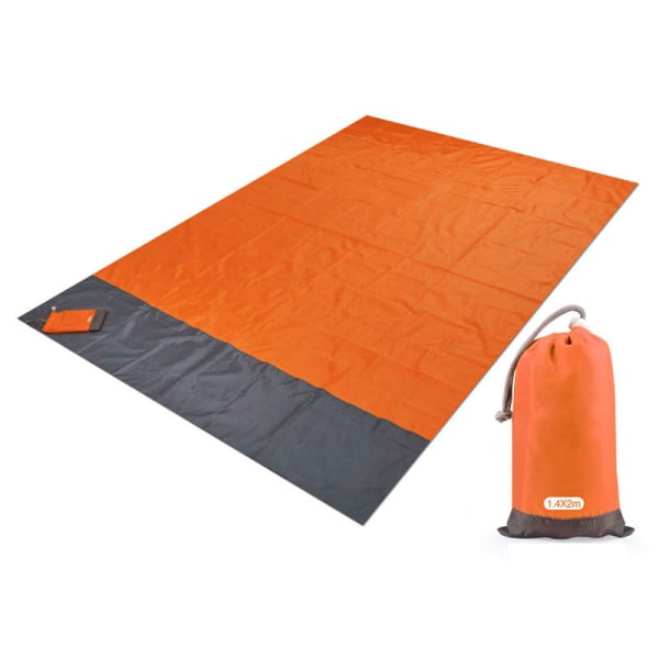 200x210cm Pocket Picknick Vattentät Strandmatta Sand Gratis filt Camping Utomhus Picknick Tält Vikbart cover Sängkläder Orange 200x140cm