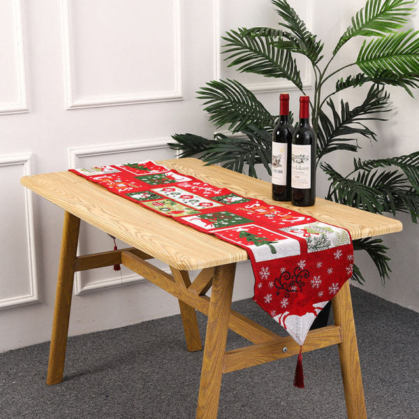 Joulukoristeet Neulottu Kangas Pöytäliina Ruokapöytä Joulupukki Koristelu Kodin Sisustus New table runner small tree