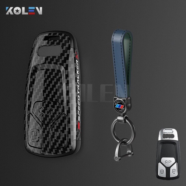 ABS Kolfiberstil Bilnyckelfodral Skal Fob För A3 A4 A5 C5 C6 8P 8L B6 B7 B8 Q3 Q5 Q7 A6 A7 4M 8S B9 A8 Q8 C8 TT B set 3