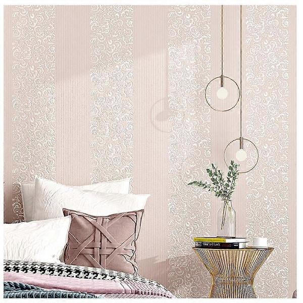 Moderne Simpelt Soveværelse 3D Stereo Stue Hvide Lodrette Striber Non-woven Tapet Europæisk TV Baggrund Tapet lyseblå light blue