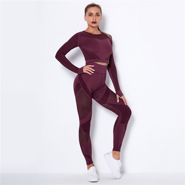 Yoga Set Tvådelad BH Leggings Träningsset för Kvinnor Army Green XS