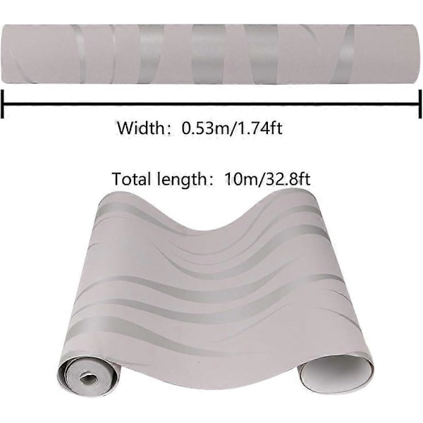 Tapet 10x0,53m Non-Woven Vattenväxtmönster Präglad 3D Tapet Vågiga Ränder Dekoration Väggdekal för Vardagsrum Sovrum Kök