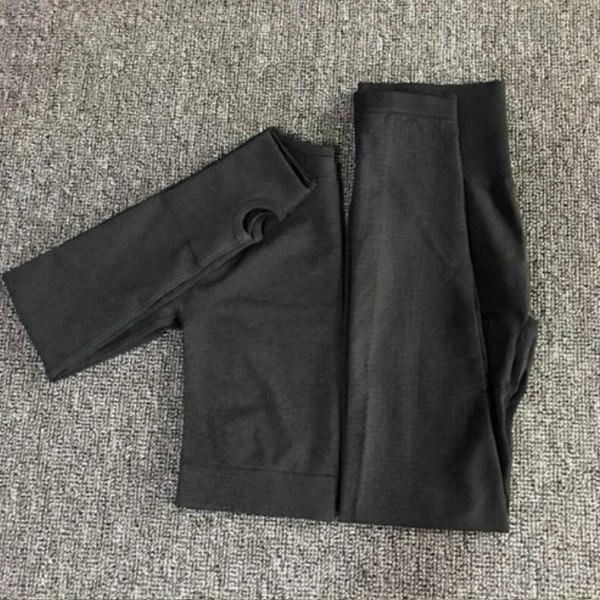 Yogaset Fitness Sportdräkter GYM Kläder träningsoverall topp High Waist Leggings för kvinnor black shorts set S