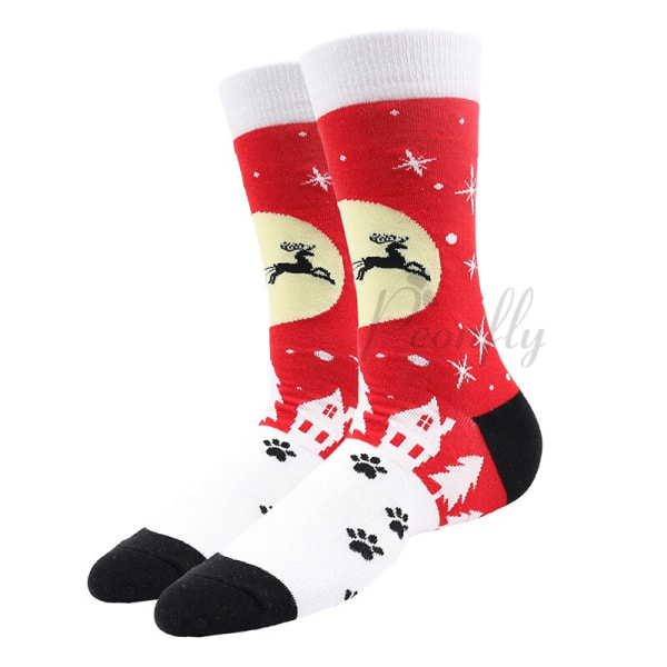 Julstrumpor PEONFLY Nya Färgglada Bomullsstrumpor Herrstrumpor Harajuku Hip Hop Roliga Tecknade Jultomten Kakor 26 EUR38-46